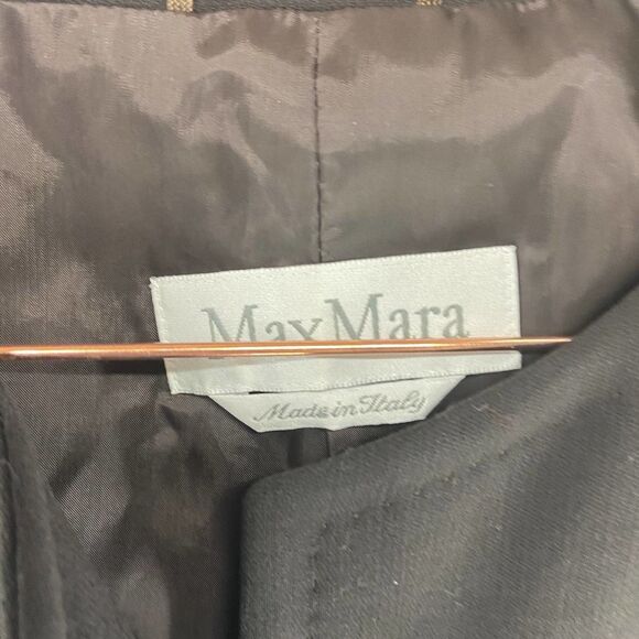 MaxMara Strong Shoulder Black wool notch collar Single Button Blazer womens 8 - Picture 2 of 7